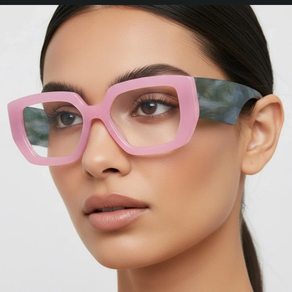 ✨Pink and Green Square Frame Glasses